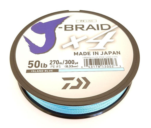 Daiwa J-Braid X4 Braided Line 300 Yards Island Blue 10 LB