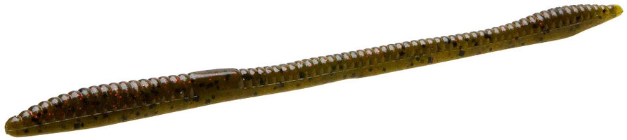 Zoom Trick Worm - Green Pumpkin Red - 6.5 inch - 20 pack
