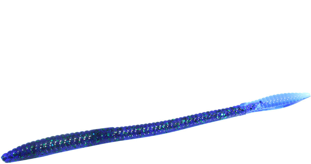 Zoom Trick Worm - Junebug Blue Tail - 6.5 inch - 20 pack