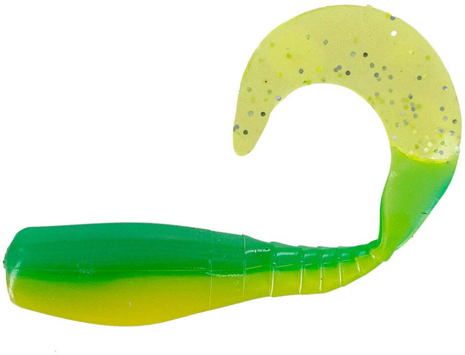 Big Bite Baits Curly Tail Crappie Minnr Soft Plastic - 10 Pack Tractor Green Glo / 2 inch