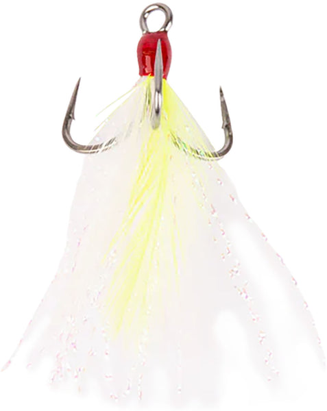 Mustad ITG76F In-Line Triple Grip Feathered Treble Hook - Red #4