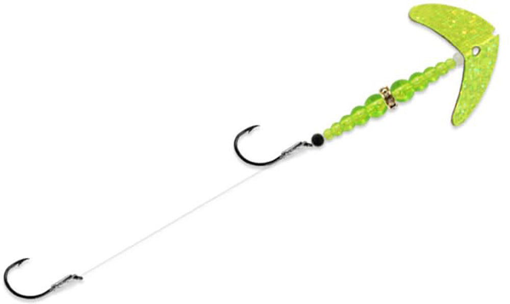 double spinner fishing lures Mack's Smile Blade Double Whammy Walleye Rig UV Glo Burst