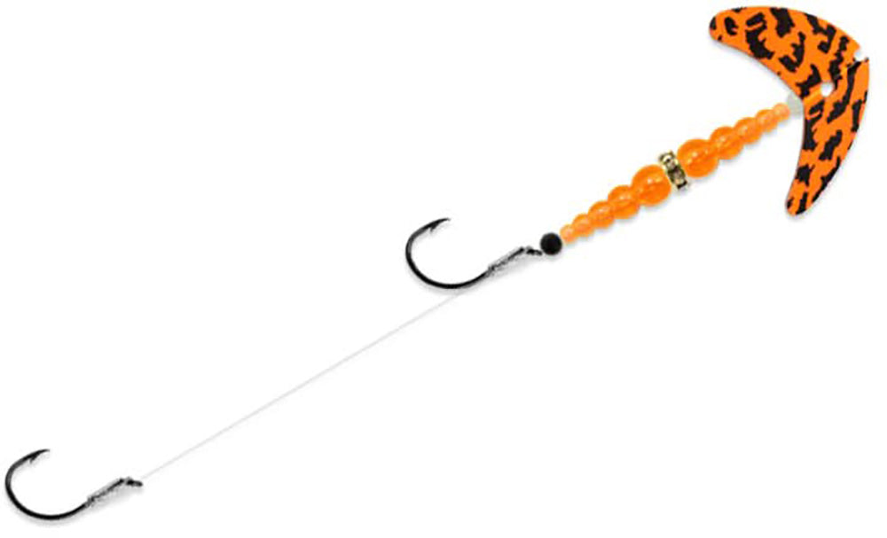 double hook fishing lure Mack's Smile Blade Double Whammy Walleye Rig UV Glo Burst
