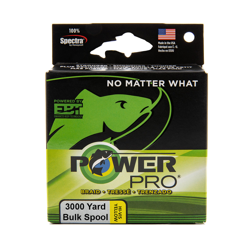 Power Pro Spectra Hi-Vis Yellow Braided Line 3000 yard Bulk Spool — Discount Tackle