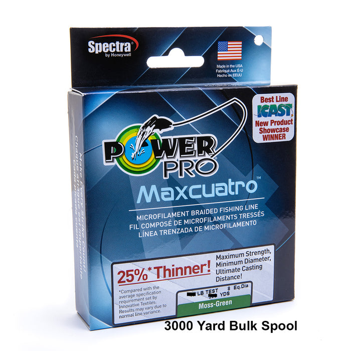 Power Pro Maxcuatro Spectra Moss Green Braided Line 3000 yard Bulk Spool