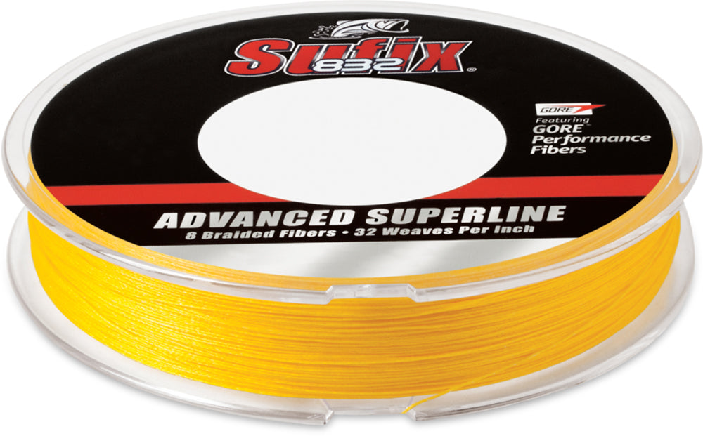 Sufix 832 Advanced Superline High-Vis Yellow Braided Line - 150 Yard Standard Spool