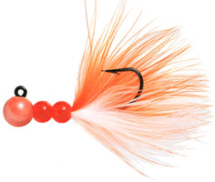 Beau Mac Maribou Bead Jig - Pearl Flame Orange White
