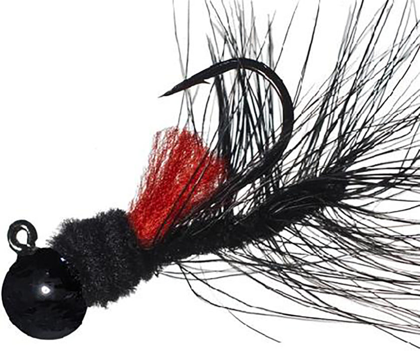 Aero Hackle Hair Jigs - Black Red Throat