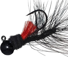 Aero Hackle Hair Jigs - Black Red Throat