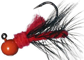Aero Hackle Hair Jigs - Flame Red Black