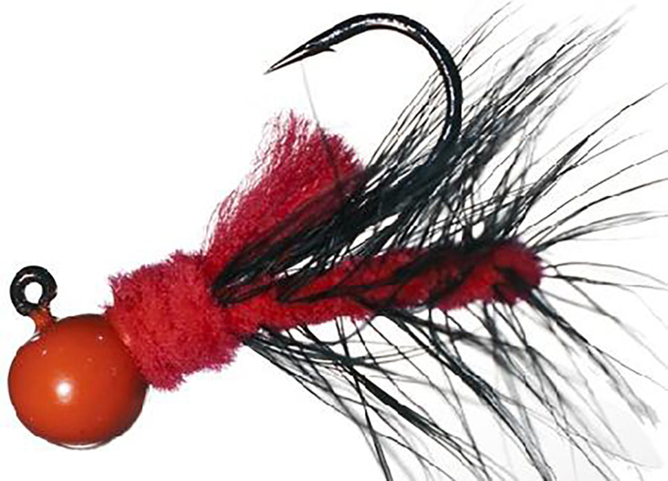 Aero Hackle Hair Jigs - Flame Red Black