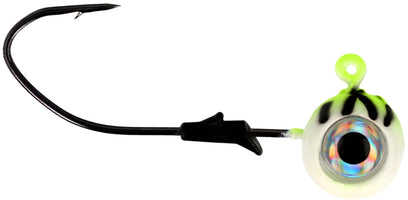 Eagle Claw Lazer Pro-V Eagle Eye Ball Jighead - 3 Pack - Chartreuse Tiger Glow