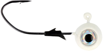 Eagle Claw Lazer Pro-V Eagle Eye Ball Jighead - 3 Pack - Pearl White Glow