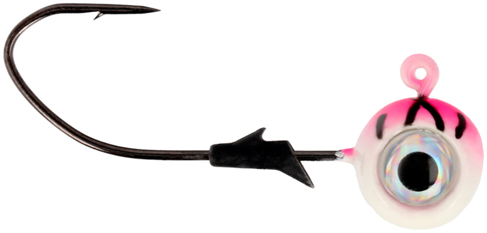 Eagle Claw Lazer Pro-V Eagle Eye Ball Jighead - 3 Pack - Pink Tiger Glow