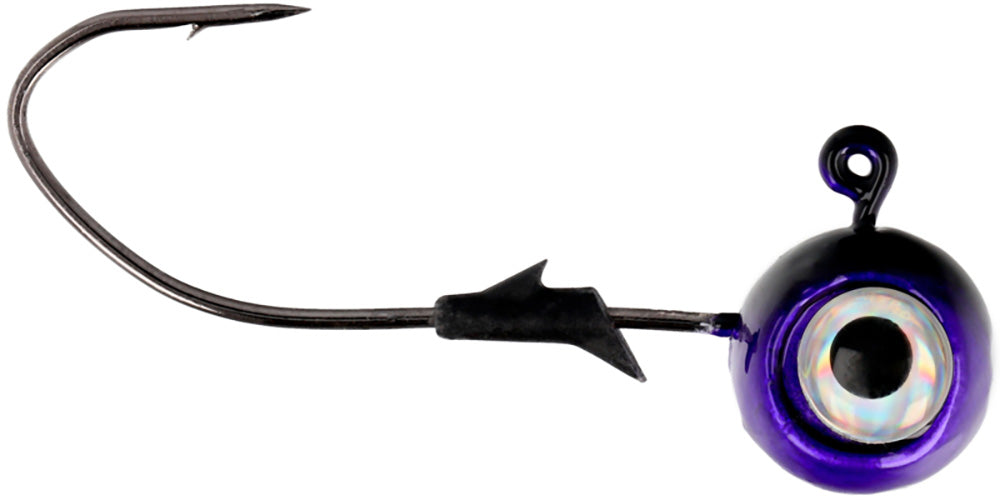 Eagle Claw Lazer Pro-V Eagle Eye Ball Jighead - 3 Pack - Purple Metallic