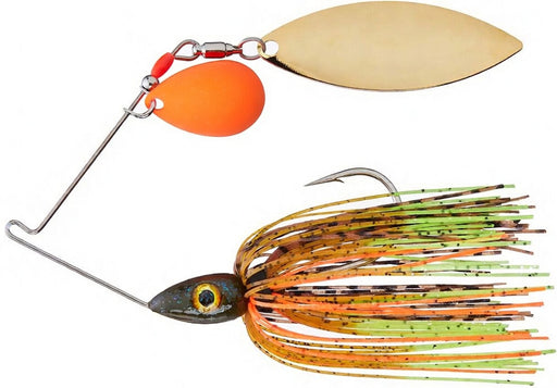 Nichols Lures Pulsator Kicker Series Tandem Colorado Willow Spinnerbait - 3/8 oz - Bluegill - Orange/Gold Blades