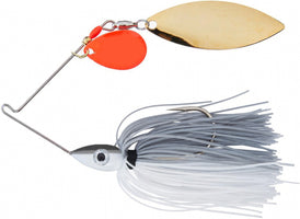 Nichols Lures Pulsator Kicker Series Tandem Colorado Willow Spinnerbait - 3/8 oz - Pearl Ghost Shiner - Red/Gold Blades