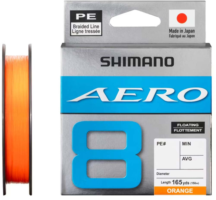 Shimano Aero 8 Orange Braided Line - 165 Yard Standard Spools