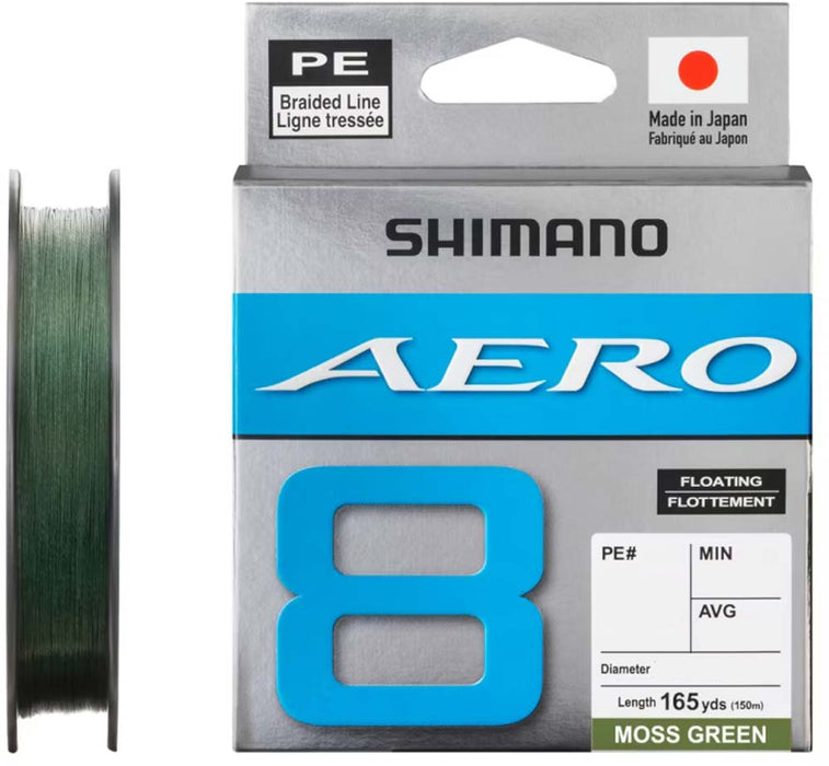 Shimano Aero 8 Moss Green Braided Line - 165 Yard Standard Spools