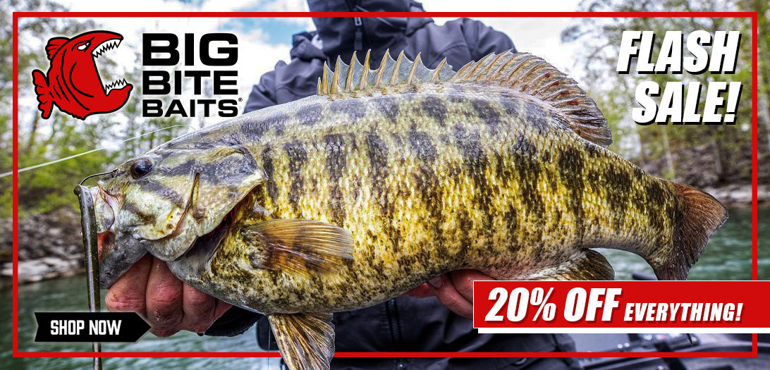 Save 20 percent on all Big Bite Baits! Tournament proven!