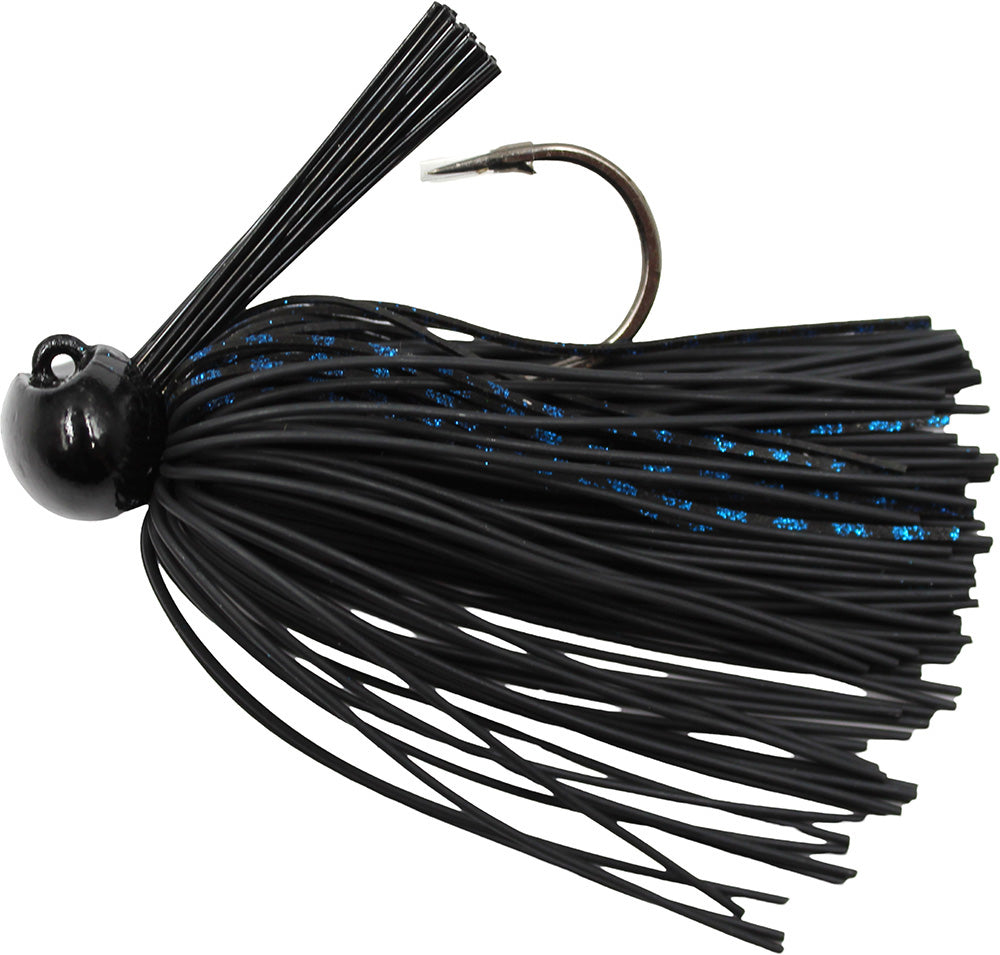 bass pro rubber fishing lure Bass Patrol Round Rubber Western Football Jig Black/Blue / 1/4Oz