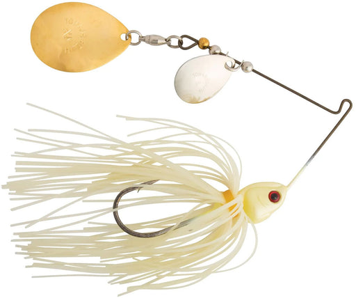 Booyah Covert Series Double Colorado Spinnerbait - 3/8 oz - Bone - Gold Silver Blades