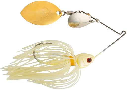 Booyah Covert Finesse Series Tandem Colorado Oklahoma Spinnerbait - 3/8 oz Bone - Gold Silver Blades