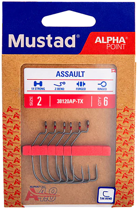 Mustad Alpha-Point Offset Assault Hooks - 6 Pack