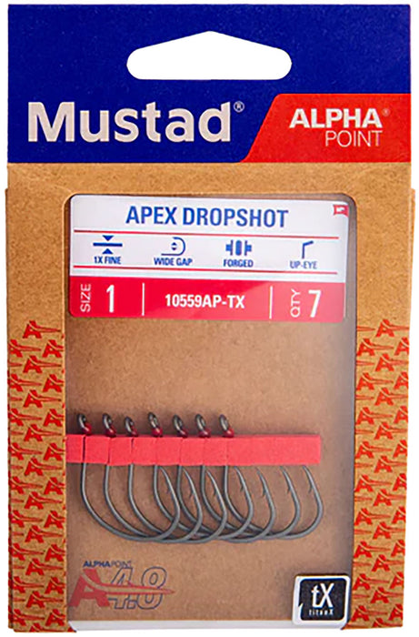 Mustad Alpha-Point Inline Apex Dropshot Hooks — Discount Tackle