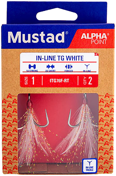 Mustad Alpha-Point In-Line Triple Grip Feathered Hooks - 2 Pack