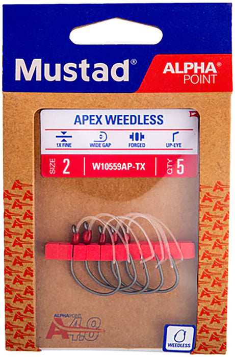 Mustad Alpha-Point Offset Apex Weedless Dropshot Hooks