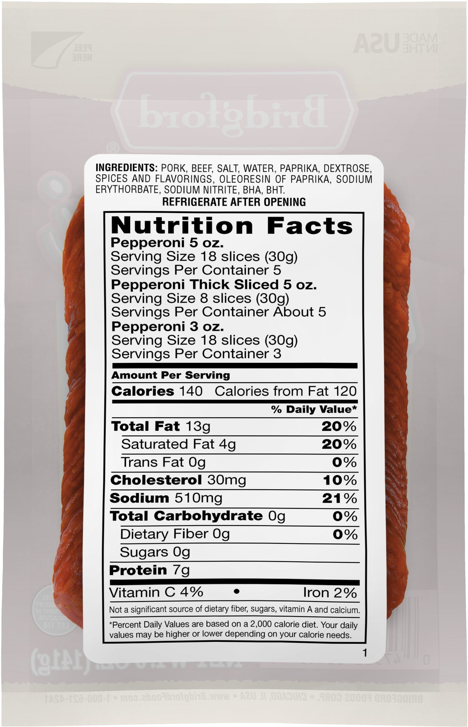 Bridgford Sliced Pepperoni 5 oz — Discount Tackle