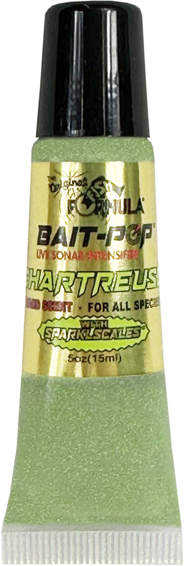 thumbnail image 2 of Bait Pop Chartreuse - LIVE SONAR INTENSIFIER Scented Sparklscales .5oz Tube - FISH307 2 of 11