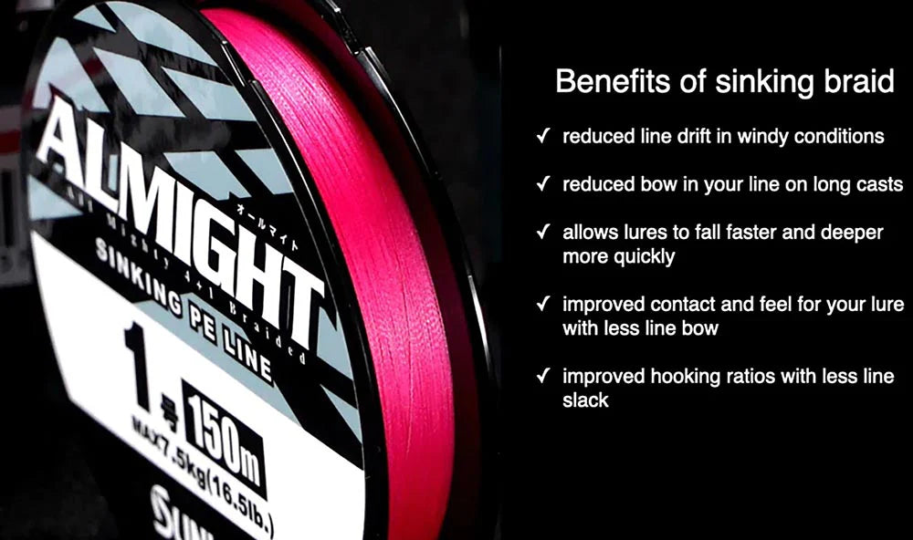 Sunline Almight Sinking PE Braid Pink / 22lb