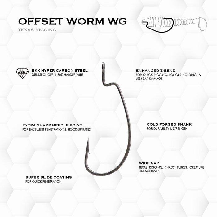 BKK Armor-Point Offset Wide Gap Worm Hooks