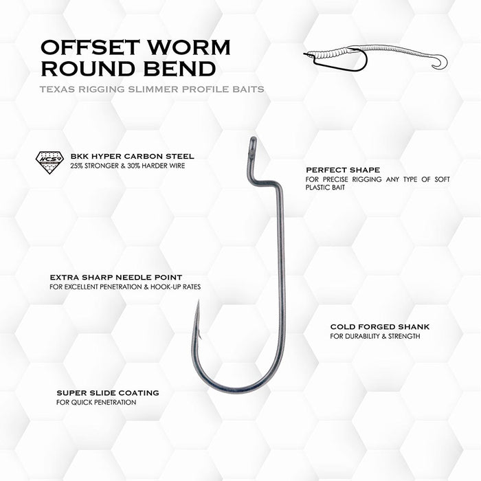 BKK Armor-Point Offset Round Bend Worm Hooks