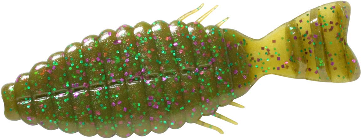 Green Pumpkin Purple & Green Flake, 2 inch
