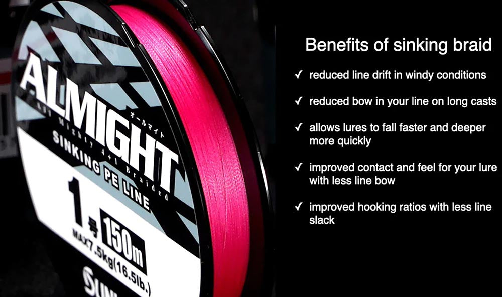 pink braided fishing line Sunline Almight Braid 22 lb. 600 yd Pink