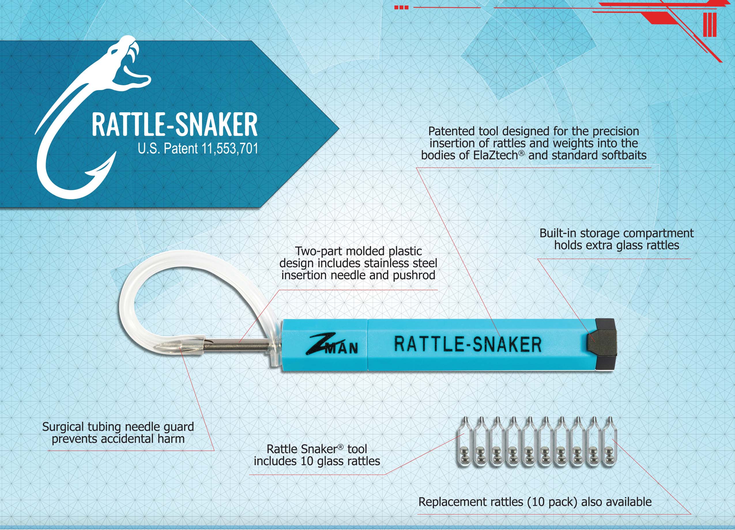 Motackle Rattle Chamber Z-Man Rattle-Snaker Kit - Tool And 10 Pack Rattles — Discount Tackle