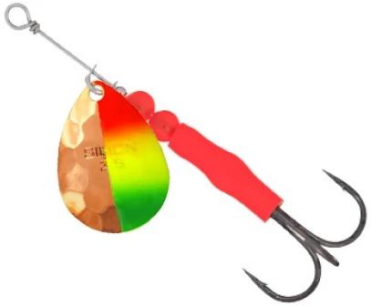 Simon Hammered Colorado Blade Spinners - Copper 50/50 Flaming Green Dot