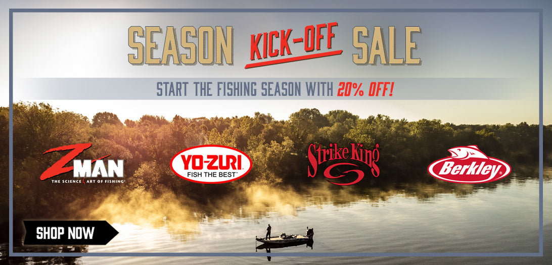 20% savings brand-wide on Z-Man, Berkley, Strike King, & Yo-Zuri!