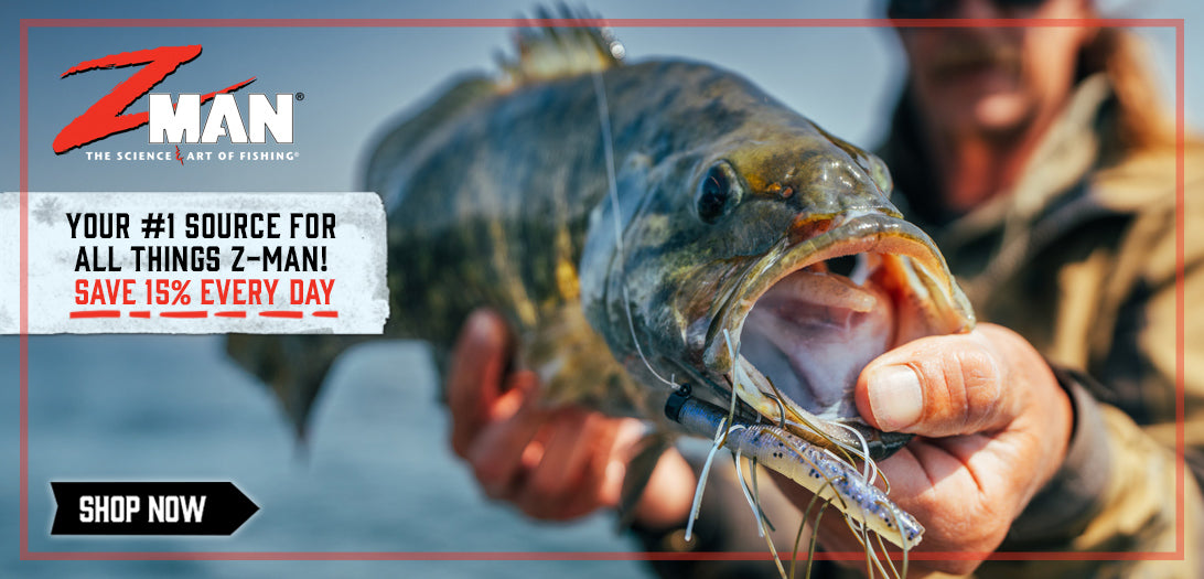 Save 15% everyday on Z-Man fishing products at Discount Tackle