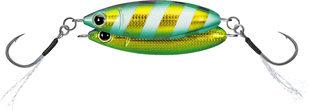Daiwa Zakana KO Superlight Jigging Spoons - Zebra Glow Green Gold - 5/7 oz