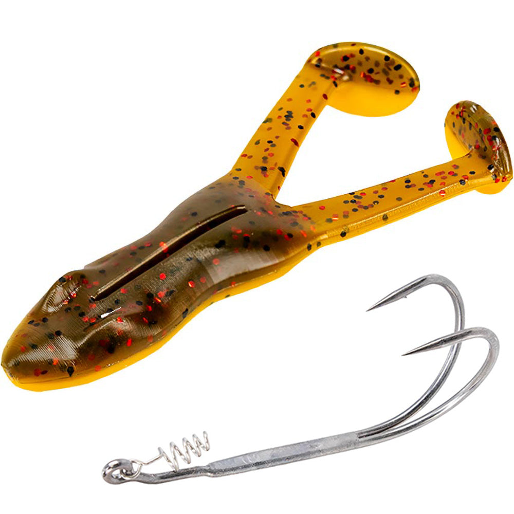 bi twin frog flat fishing hook Frog Factory Ribbit Frog & Double Take Frog Hook Froggin' Combo