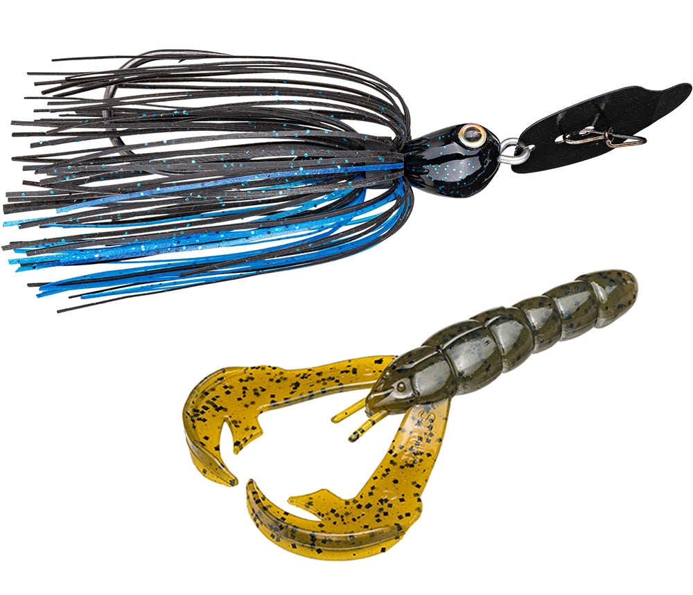 chunk claw fishing lure Strike King Thunder Cricket & Rage Craw Bladed Jig Combo