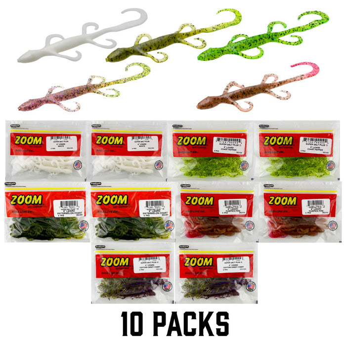 Zoom Lizard Creature Bait  10 Packs - BLOWOUT
