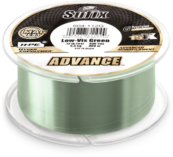 Sufix Advance Lo-Vis Green Monofilament 250-330 Yard Spools — Discount  Tackle