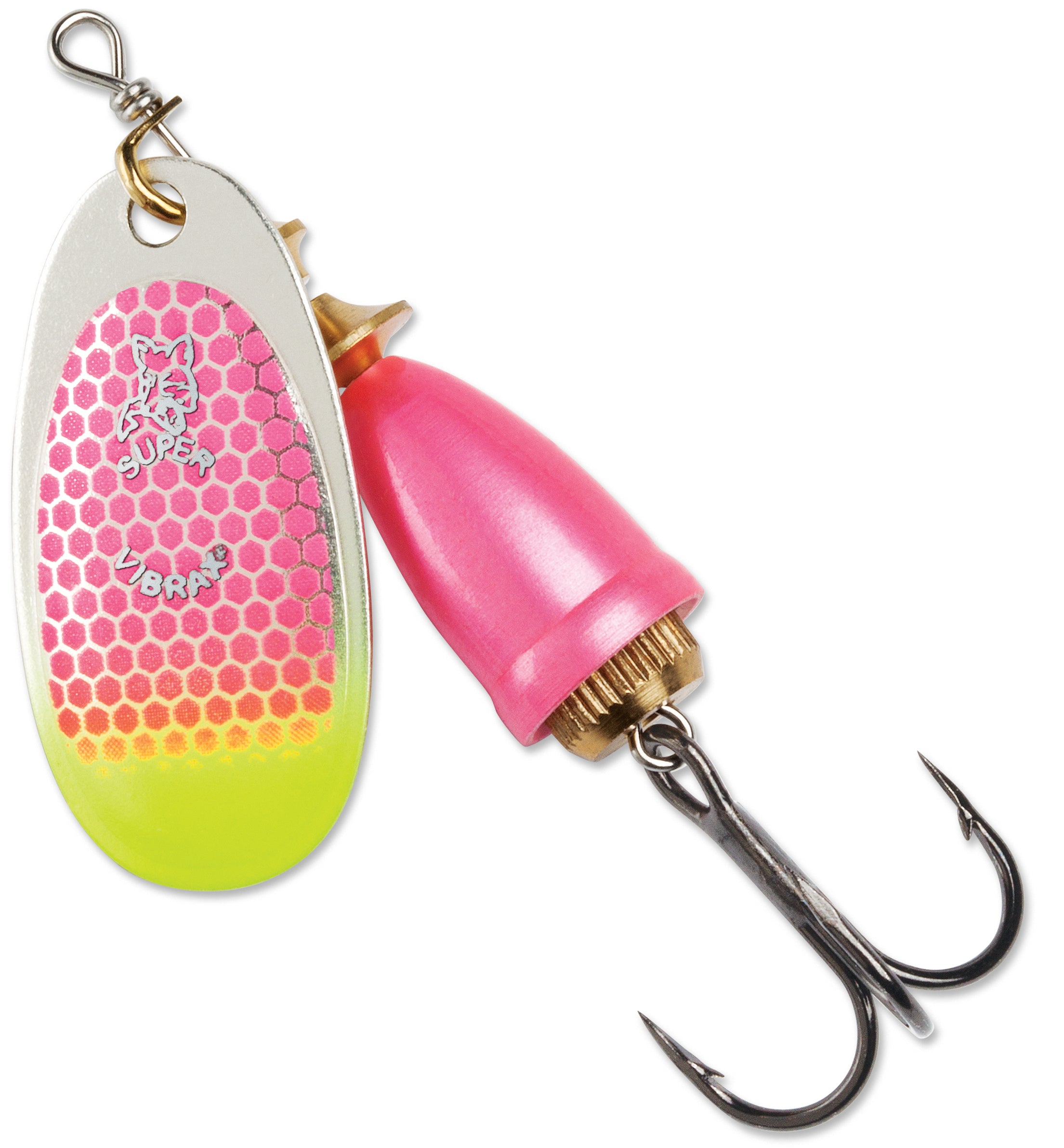 Blue Fox Classic Vibrax Spinner Pink Scale Chartreuse Tip UV; 4