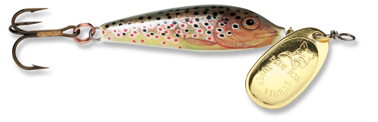 best blue fox lures for trout Classic Vibrax-Rainbow plated and painted Blue Fox Vibrax Minnow Spin