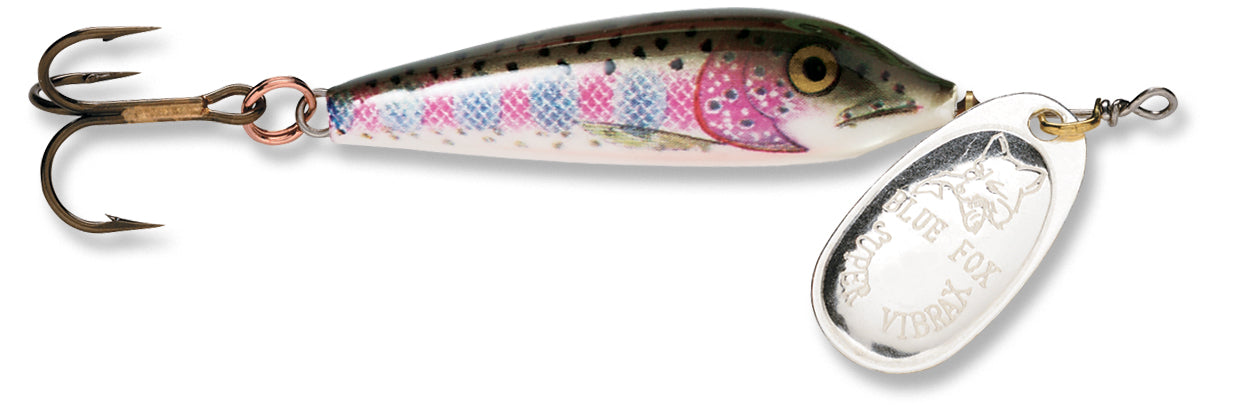 South Bend Minnow Spinner Fishing Lure, Silver Rainbow Trout, 1/6 oz., Size  1, SB-MIN16-RBT, Spinnerbaits